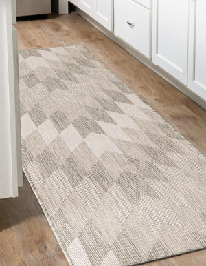 Gray 2' x 8' Outdoor Modern Runner Area Rug Weather Resistant for Patio, Deck, Terrace, Balcony, Porch 100% Polypropylene Modern Outside Carpet for Sale at Rug Engine