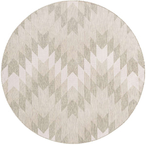 Gray 7' 10 x 7' 10 Outdoor Modern Round Area Rug Weather Resistant for Patio, Deck, Terrace, Balcony, Porch 100% Polypropylene Modern Outside Carpet for Sale at Rug Engine