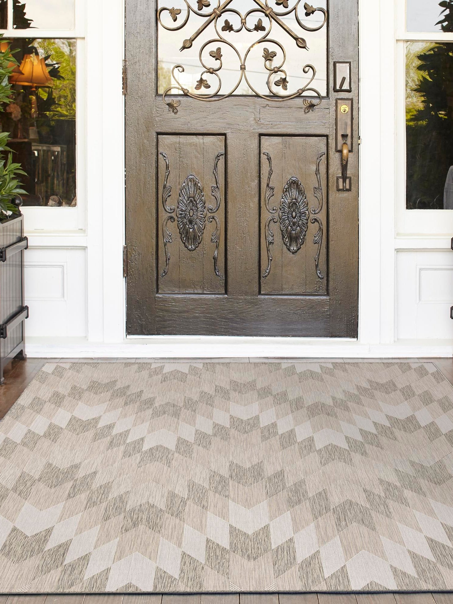 Gray 12' x 12' Outdoor Modern Square Area Rug Weather Resistant for Patio, Deck, Terrace, Balcony, Porch