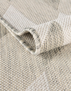 Gray 7' 10 x 7' 10 Outdoor Modern Square Area Rug Weather Resistant for Patio, Deck, Terrace, Balcony, Porch 100% Polypropylene Modern Outside Carpet for Sale at Rug Engine