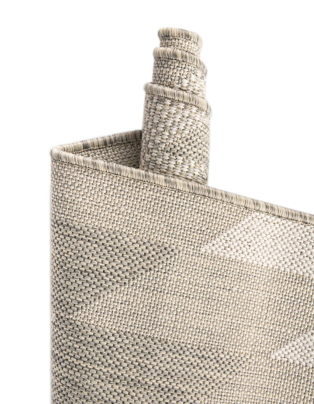 Gray 7' 10 x 7' 10 Outdoor Modern Square Area Rug Weather Resistant for Patio, Deck, Terrace, Balcony, Porch 100% Polypropylene Modern Outside Carpet for Sale at Rug Engine