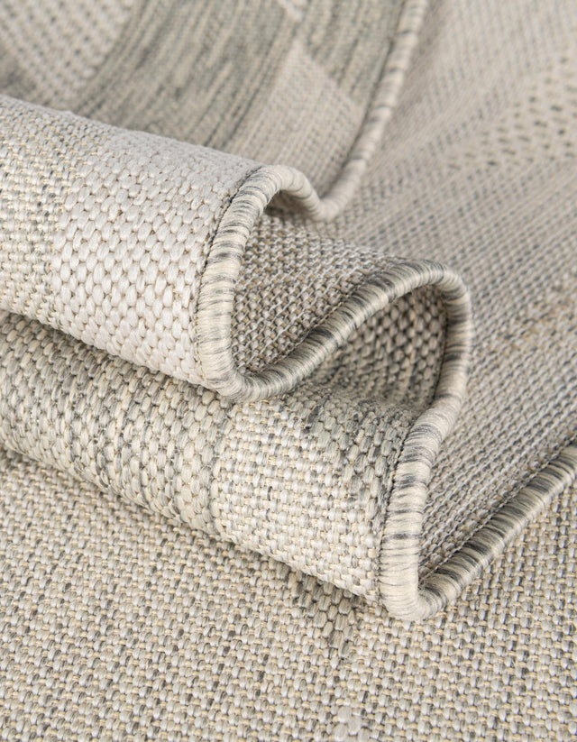 Gray 7' 10 x 7' 10 Outdoor Modern Square Area Rug Weather Resistant for Patio, Deck, Terrace, Balcony, Porch 100% Polypropylene Modern Outside Carpet for Sale at Rug Engine