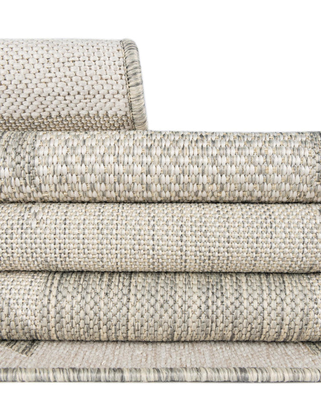Gray 7' 10 x 7' 10 Outdoor Modern Square Area Rug Weather Resistant for Patio, Deck, Terrace, Balcony, Porch 100% Polypropylene Modern Outside Carpet for Sale at Rug Engine