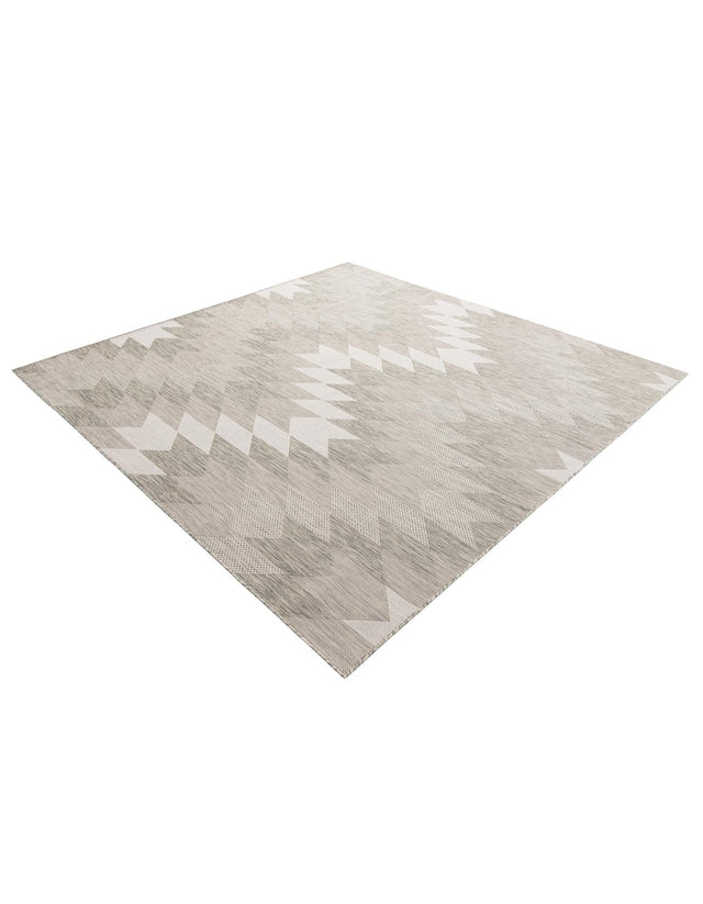 Gray 7' 10 x 7' 10 Outdoor Modern Square Area Rug Weather Resistant for Patio, Deck, Terrace, Balcony, Porch 100% Polypropylene Modern Outside Carpet for Sale at Rug Engine