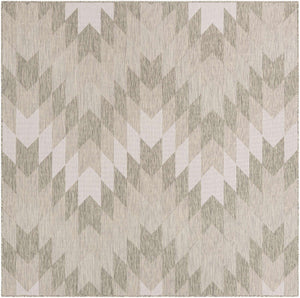 Gray 7' 10 x 7' 10 Outdoor Modern Square Area Rug Weather Resistant for Patio, Deck, Terrace, Balcony, Porch 100% Polypropylene Modern Outside Carpet for Sale at Rug Engine