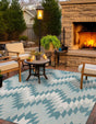 Aqua 12' x 12' Outdoor Modern Square Area Rug Weather Resistant for Patio, Deck, Terrace, Balcony, Porch 100% Polypropylene Modern Outside Carpet for Sale at Rug Engine