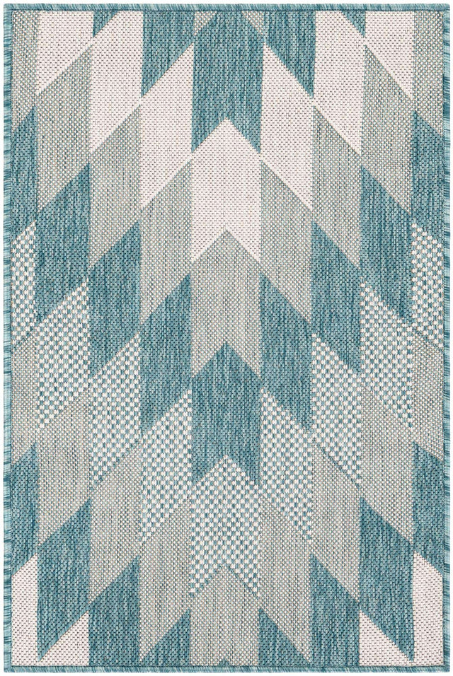 Aqua 2' x 3' 1 Outdoor Modern Rectangle Area Rug Weather Resistant for Patio, Deck, Terrace, Balcony, Porch 100% Polypropylene Modern Outside Carpet for Sale at Rug Engine