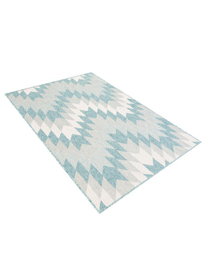 Aqua 4' 1 x 6' 1 Outdoor Modern Rectangle Area Rug Weather Resistant for Patio, Deck, Terrace, Balcony, Porch 100% Polypropylene Modern Outside Carpet for Sale at Rug Engine
