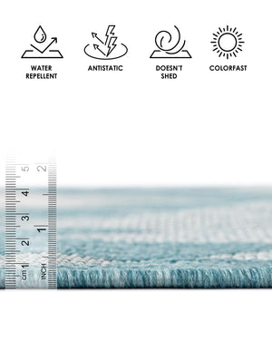 Aqua 4' 1 x 6' 1 Outdoor Modern Rectangle Area Rug Weather Resistant for Patio, Deck, Terrace, Balcony, Porch 100% Polypropylene Modern Outside Carpet for Sale at Rug Engine