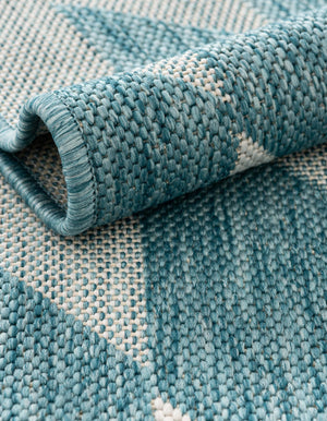 Aqua 4' 1 x 6' 1 Outdoor Modern Rectangle Area Rug Weather Resistant for Patio, Deck, Terrace, Balcony, Porch 100% Polypropylene Modern Outside Carpet for Sale at Rug Engine