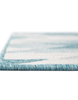 Aqua 4' 1 x 6' 1 Outdoor Modern Rectangle Area Rug Weather Resistant for Patio, Deck, Terrace, Balcony, Porch 100% Polypropylene Modern Outside Carpet for Sale at Rug Engine