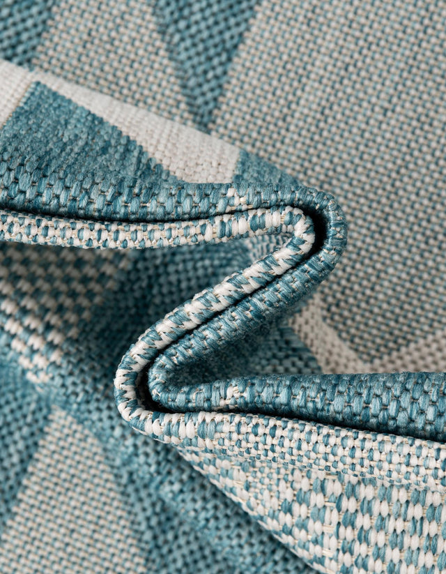Aqua 4' 1 x 6' 1 Outdoor Modern Rectangle Area Rug Weather Resistant for Patio, Deck, Terrace, Balcony, Porch 100% Polypropylene Modern Outside Carpet for Sale at Rug Engine