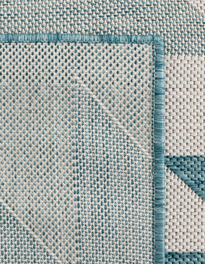 Aqua 4' 1 x 6' 1 Outdoor Modern Rectangle Area Rug Weather Resistant for Patio, Deck, Terrace, Balcony, Porch 100% Polypropylene Modern Outside Carpet for Sale at Rug Engine