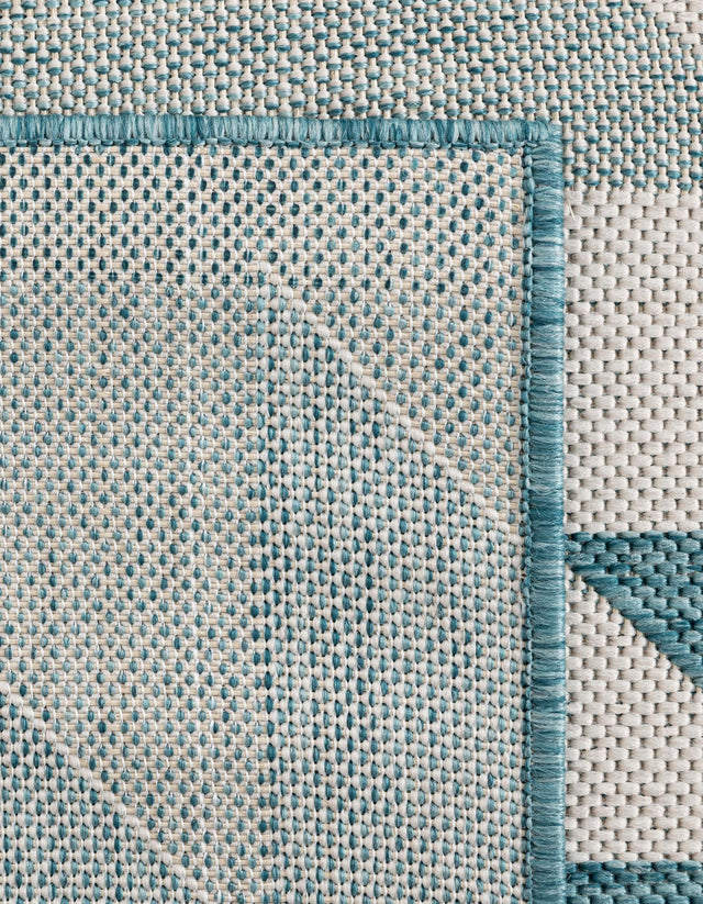 Aqua 4' 1 x 6' 1 Outdoor Modern Rectangle Area Rug Weather Resistant for Patio, Deck, Terrace, Balcony, Porch 100% Polypropylene Modern Outside Carpet for Sale at Rug Engine