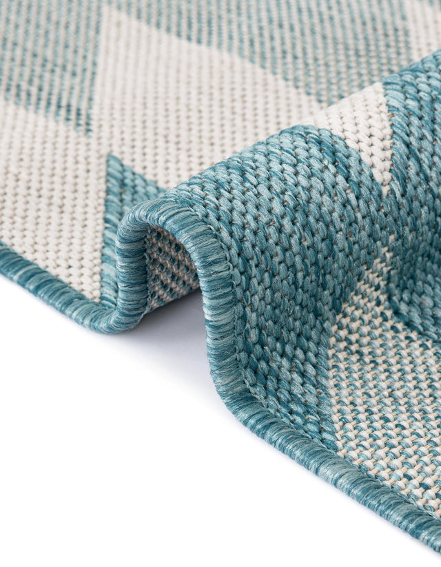 Aqua 4' 1 x 6' 1 Outdoor Modern Rectangle Area Rug Weather Resistant for Patio, Deck, Terrace, Balcony, Porch 100% Polypropylene Modern Outside Carpet for Sale at Rug Engine
