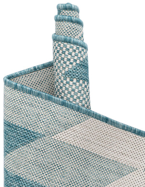 Aqua 4' 1 x 6' 1 Outdoor Modern Rectangle Area Rug Weather Resistant for Patio, Deck, Terrace, Balcony, Porch 100% Polypropylene Modern Outside Carpet for Sale at Rug Engine
