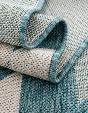 Aqua 4' 1 x 6' 1 Outdoor Modern Rectangle Area Rug Weather Resistant for Patio, Deck, Terrace, Balcony, Porch 100% Polypropylene Modern Outside Carpet for Sale at Rug Engine