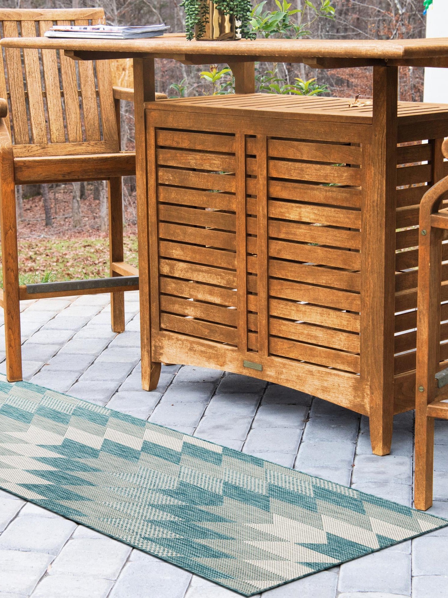 Aqua 2' x 4' 1 Outdoor Modern Runner Area Rug Weather Resistant for Patio, Deck, Terrace, Balcony, Porch 100% Polypropylene Modern Outside Carpet for Sale at Rug Engine