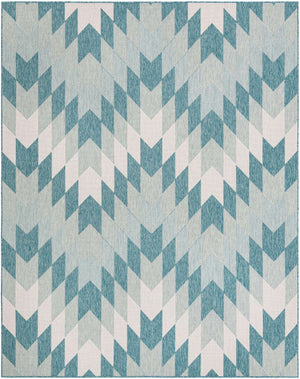 Aqua 7' 10 x 10' Outdoor Modern Rectangle Area Rug Weather Resistant for Patio, Deck, Terrace, Balcony, Porch 100% Polypropylene Modern Outside Carpet for Sale at Rug Engine