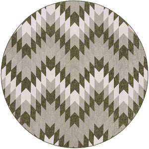 Green 10' x 10' Outdoor Modern Round Area Rug Weather Resistant for Patio, Deck, Terrace, Balcony, Porch 100% Polypropylene Modern Outside Carpet for Sale at Rug Engine