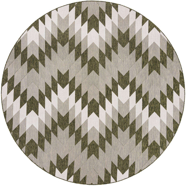 Green 10' x 10' Outdoor Modern Round Area Rug Weather Resistant for Patio, Deck, Terrace, Balcony, Porch 100% Polypropylene Modern Outside Carpet for Sale at Rug Engine