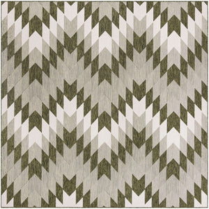 Green 10' x 10' Outdoor Modern Square Area Rug Weather Resistant for Patio, Deck, Terrace, Balcony, Porch 100% Polypropylene Modern Outside Carpet for Sale at Rug Engine