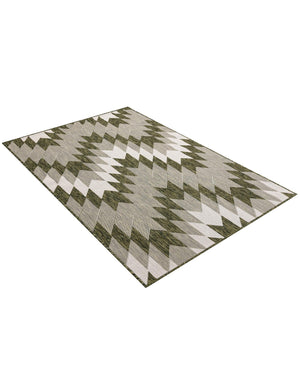 Green 4' 1 x 6' 1 Outdoor Modern Rectangle Area Rug Weather Resistant for Patio, Deck, Terrace, Balcony, Porch 100% Polypropylene Modern Outside Carpet for Sale at Rug Engine