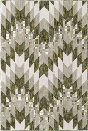 Green 4' 1 x 6' 1 Outdoor Modern Rectangle Area Rug Weather Resistant for Patio, Deck, Terrace, Balcony, Porch 100% Polypropylene Modern Outside Carpet for Sale at Rug Engine