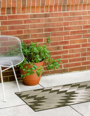 Green 2' x 5' 3 Outdoor Modern Runner Area Rug Weather Resistant for Patio, Deck, Terrace, Balcony, Porch 100% Polypropylene Modern Outside Carpet for Sale at Rug Engine
