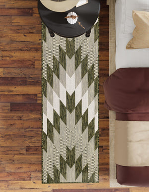 Green 2' x 8' Outdoor Modern Runner Area Rug Weather Resistant for Patio, Deck, Terrace, Balcony, Porch 100% Polypropylene Modern Outside Carpet for Sale at Rug Engine