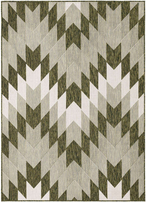 Green 5' 3 x 7' 1 Outdoor Modern Rectangle Area Rug Weather Resistant for Patio, Deck, Terrace, Balcony, Porch 100% Polypropylene Modern Outside Carpet for Sale at Rug Engine