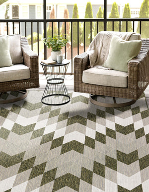 Green 5' 3 x 7' 1 Outdoor Modern Rectangle Area Rug Weather Resistant for Patio, Deck, Terrace, Balcony, Porch 100% Polypropylene Modern Outside Carpet for Sale at Rug Engine
