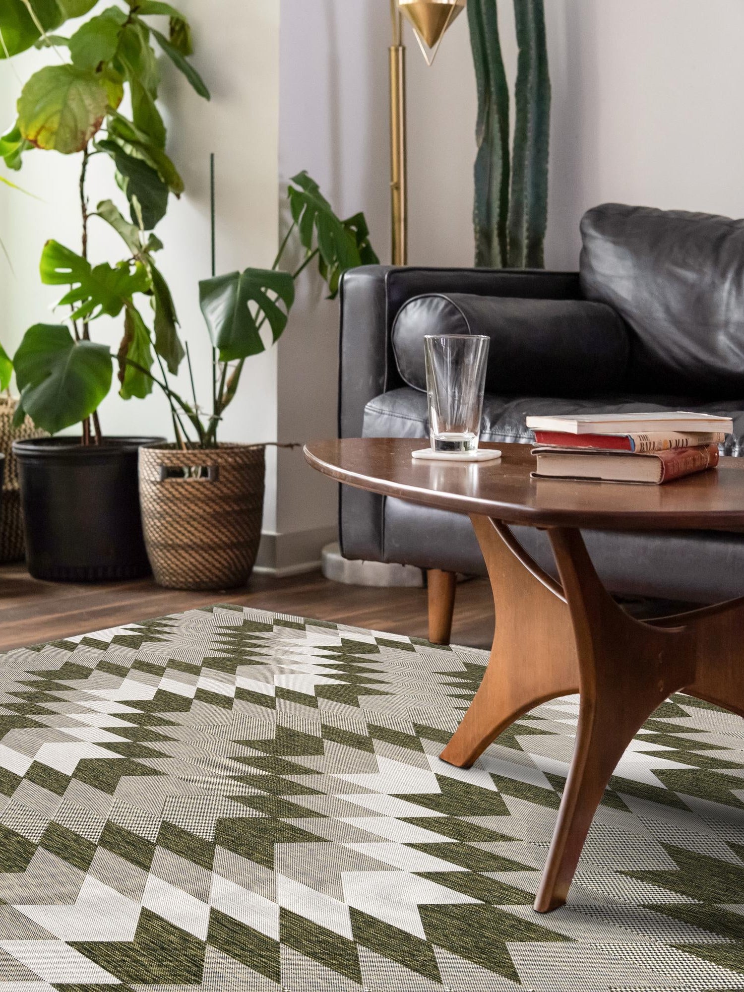 Green 10' x 14' 1 Outdoor Modern Rectangle Area Rug Weather Resistant for Patio, Deck, Terrace, Balcony, Porch 100% Polypropylene Modern Outside Carpet for Sale at Rug Engine