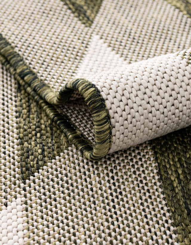 Green 5' 3 x 7' 1 Outdoor Modern Rectangle Area Rug Weather Resistant for Patio, Deck, Terrace, Balcony, Porch 100% Polypropylene Modern Outside Carpet for Sale at Rug Engine