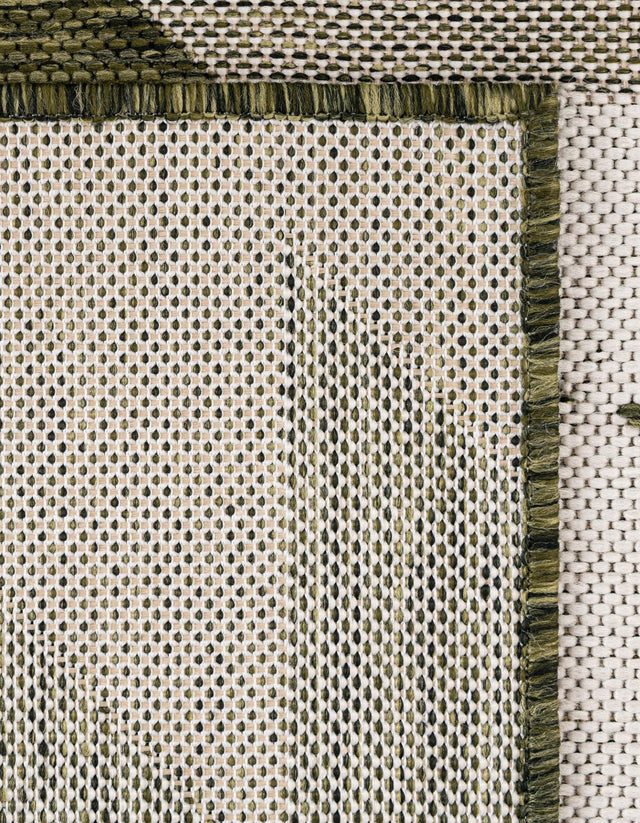 Green 5' 3 x 7' 1 Outdoor Modern Rectangle Area Rug Weather Resistant for Patio, Deck, Terrace, Balcony, Porch 100% Polypropylene Modern Outside Carpet for Sale at Rug Engine