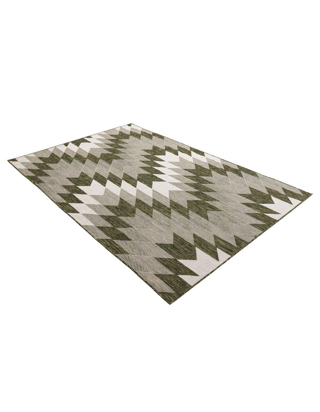 Green 5' 3 x 8' Outdoor Modern Rectangle Area Rug Weather Resistant for Patio, Deck, Terrace, Balcony, Porch 100% Polypropylene Modern Outside Carpet for Sale at Rug Engine