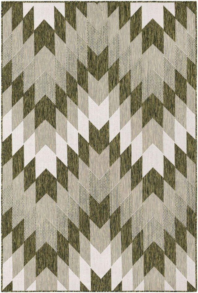 Green 5' 3 x 8' Outdoor Modern Rectangle Area Rug Weather Resistant for Patio, Deck, Terrace, Balcony, Porch 100% Polypropylene Modern Outside Carpet for Sale at Rug Engine
