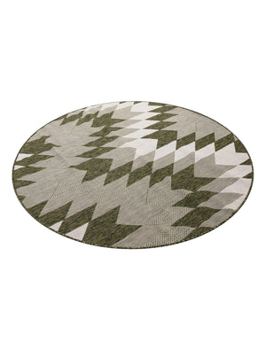 Green 6' 1 x 6' 1 Outdoor Modern Round Area Rug Weather Resistant for Patio, Deck, Terrace, Balcony, Porch 100% Polypropylene Modern Outside Carpet for Sale at Rug Engine