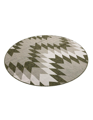 Green 6' 1 x 6' 1 Outdoor Modern Round Area Rug Weather Resistant for Patio, Deck, Terrace, Balcony, Porch 100% Polypropylene Modern Outside Carpet for Sale at Rug Engine