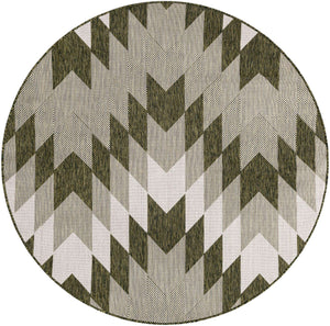 Green 6' 1 x 6' 1 Outdoor Modern Round Area Rug Weather Resistant for Patio, Deck, Terrace, Balcony, Porch 100% Polypropylene Modern Outside Carpet for Sale at Rug Engine