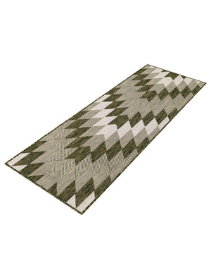 Green 2' x 6' 1 Outdoor Modern Runner Area Rug Weather Resistant for Patio, Deck, Terrace, Balcony, Porch 100% Polypropylene Modern Outside Carpet for Sale at Rug Engine