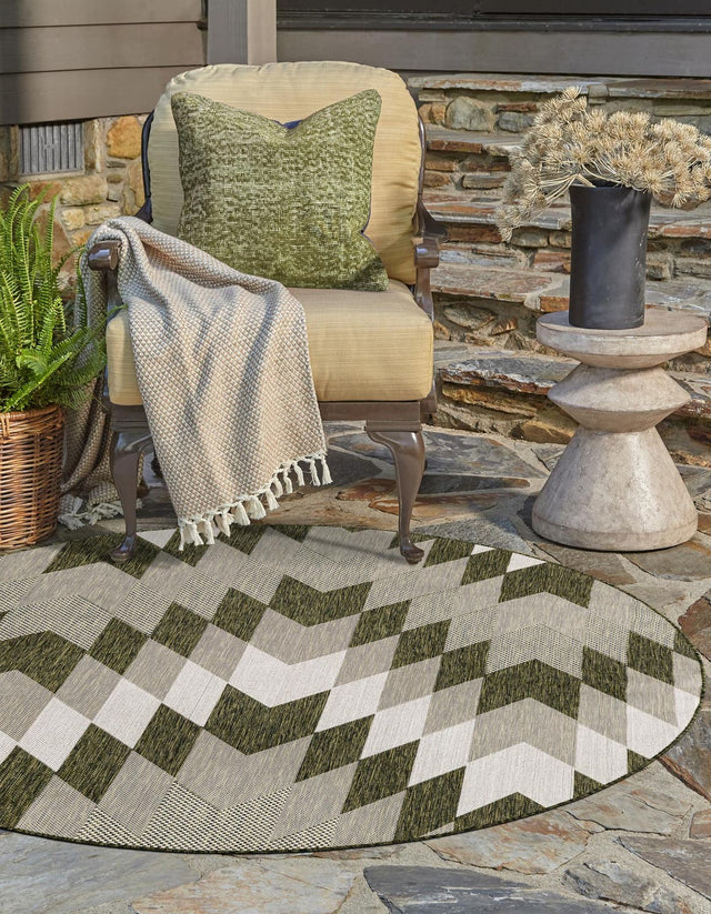 Green 12' x 12' Outdoor Modern Round Area Rug Weather Resistant for Patio, Deck, Terrace, Balcony, Porch 100% Polypropylene Modern Outside Carpet for Sale at Rug Engine