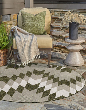 Green 3' 1 x 3' 1 Outdoor Modern Round Area Rug Weather Resistant for Patio, Deck, Terrace, Balcony, Porch 100% Polypropylene Modern Outside Carpet for Sale at Rug Engine