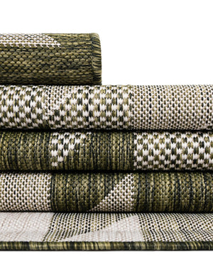 Green 6' 1 x 6' 1 Outdoor Modern Round Area Rug Weather Resistant for Patio, Deck, Terrace, Balcony, Porch 100% Polypropylene Modern Outside Carpet for Sale at Rug Engine