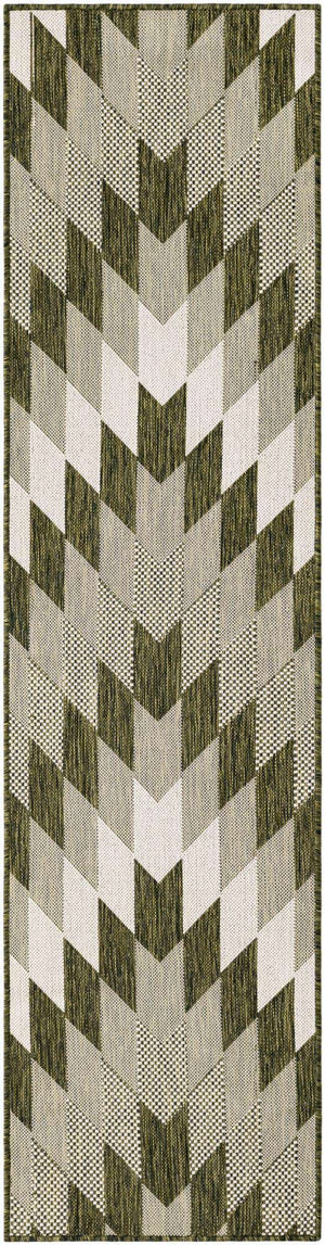 Green 2' x 8' Outdoor Modern Runner Area Rug Weather Resistant for Patio, Deck, Terrace, Balcony, Porch 100% Polypropylene Modern Outside Carpet for Sale at Rug Engine