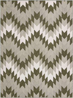 Green 9' x 12' Outdoor Modern Rectangle Area Rug Weather Resistant for Patio, Deck, Terrace, Balcony, Porch 100% Polypropylene Modern Outside Carpet for Sale at Rug Engine