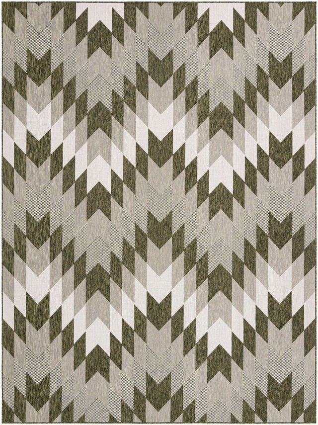 Green 9' x 12' Outdoor Modern Rectangle Area Rug Weather Resistant for Patio, Deck, Terrace, Balcony, Porch 100% Polypropylene Modern Outside Carpet for Sale at Rug Engine
