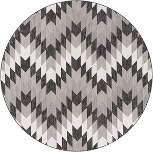 Black and White 10' x 10' Outdoor Modern Round Rug