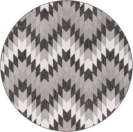 Black and White 10' x 10' Outdoor Modern Round Rug