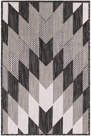 Black and White 2' x 3' 1 Outdoor Modern Rectangle Area Rug Weather Resistant for Patio, Deck, Terrace, Balcony, Porch 100% Polypropylene Modern Outside Carpet for Sale at Rug Engine